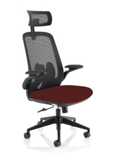 Sigma Executive Mesh Back Office Chair Bespoke Fabric Seat Ginseng Chilli With Folding Arms - KCUP2025 DD